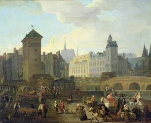 Quai de Gesvres, il Palais e la pompa di Notre Dame, c.1791